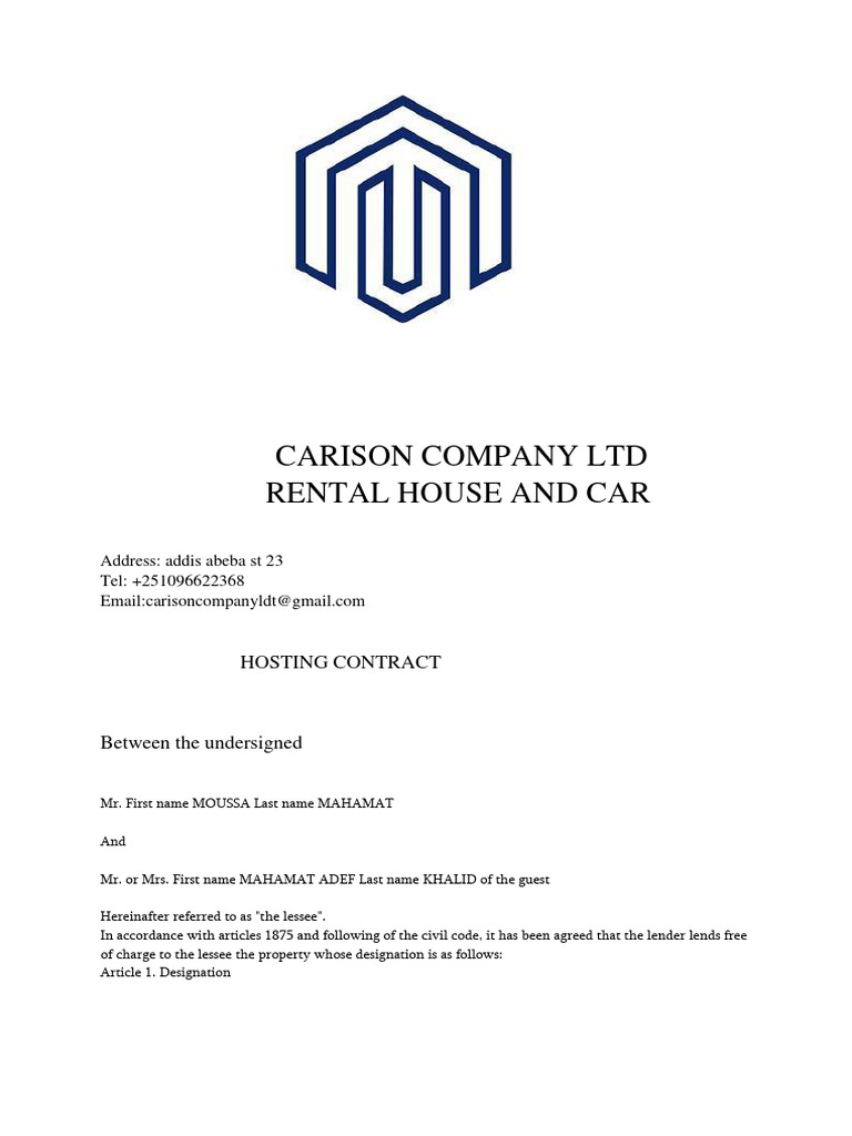 Carison Company LTD Contract Location Khalid Mahamat Adef Et | PDF