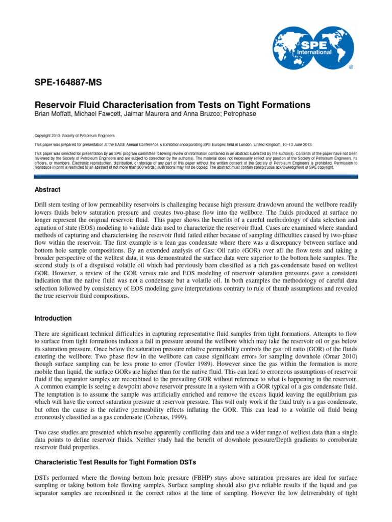 SPE-164887-Reservoir Fluid Characterisation From Tests On Tight ...