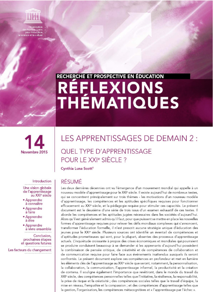 Les Apprentissages de Demain | PDF