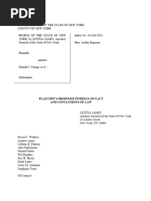 Ny Ag - Plaintiff's Proposed Findings of Fact and Conclusions of Law