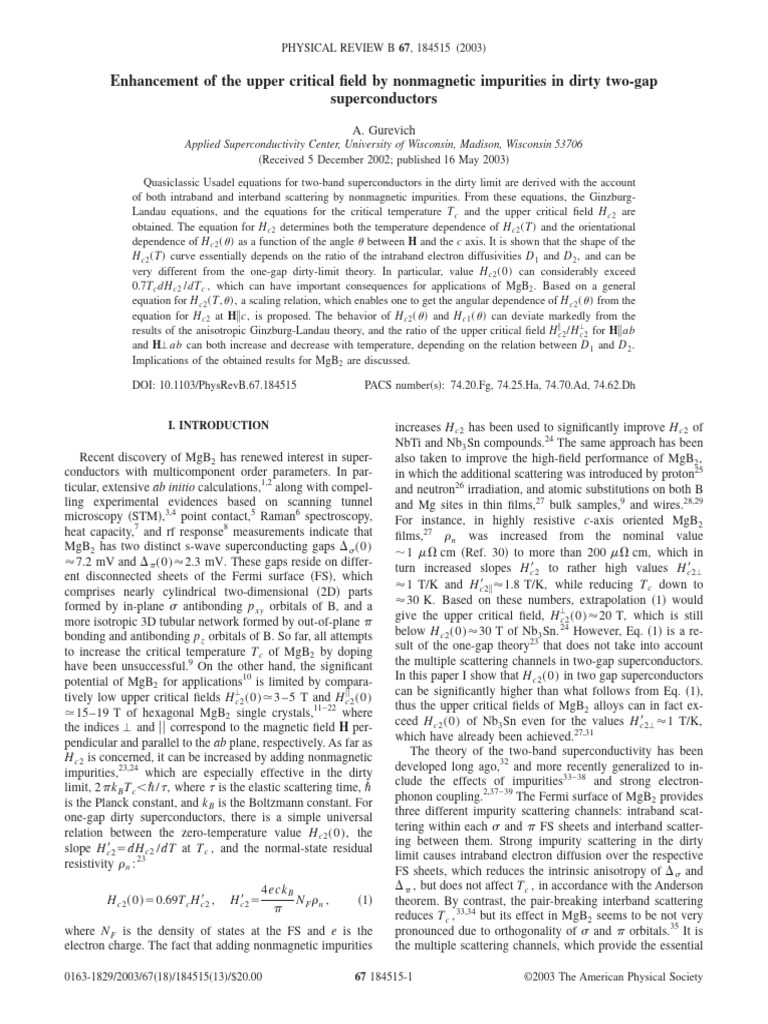 cジュンセット② Enhancement of The Upper Critical Field by Nonmagnetic