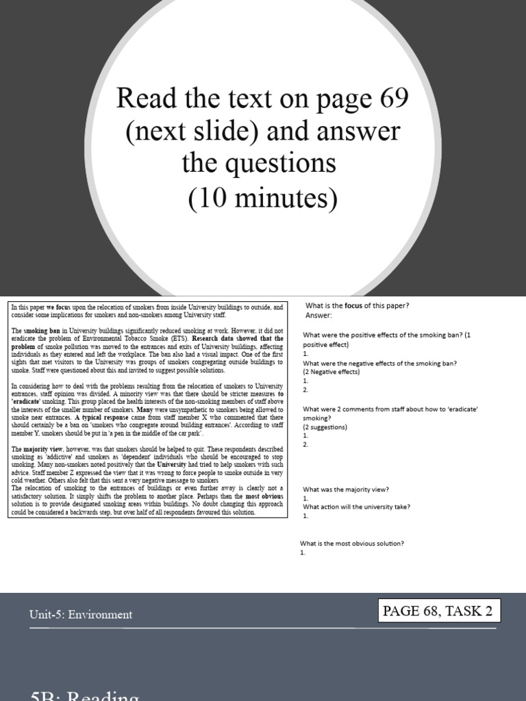 Read The Text On Page 69 (Next Slide) and Answer The Questions (10 ...