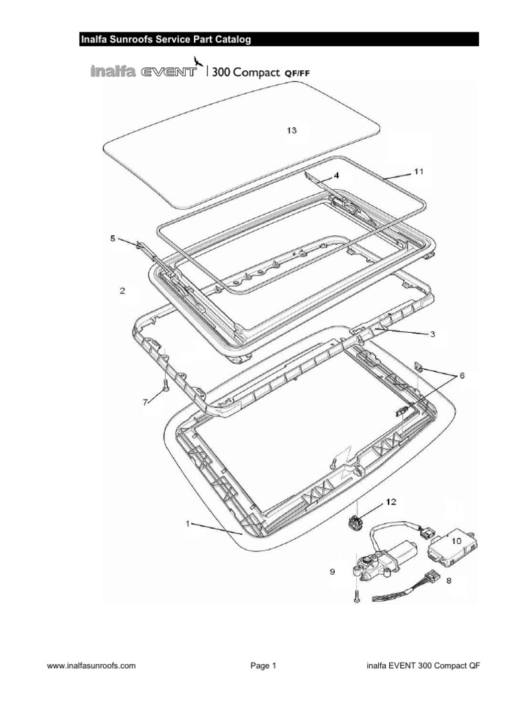 Inalfa Sunroofs Service Part Catalog PDF