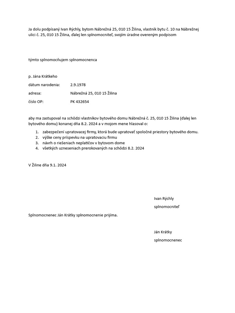 Splnomocnenie | PDF