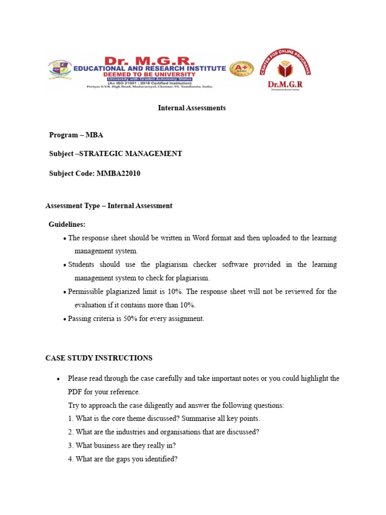 MBA Strategic Management Guide | PDF | Business