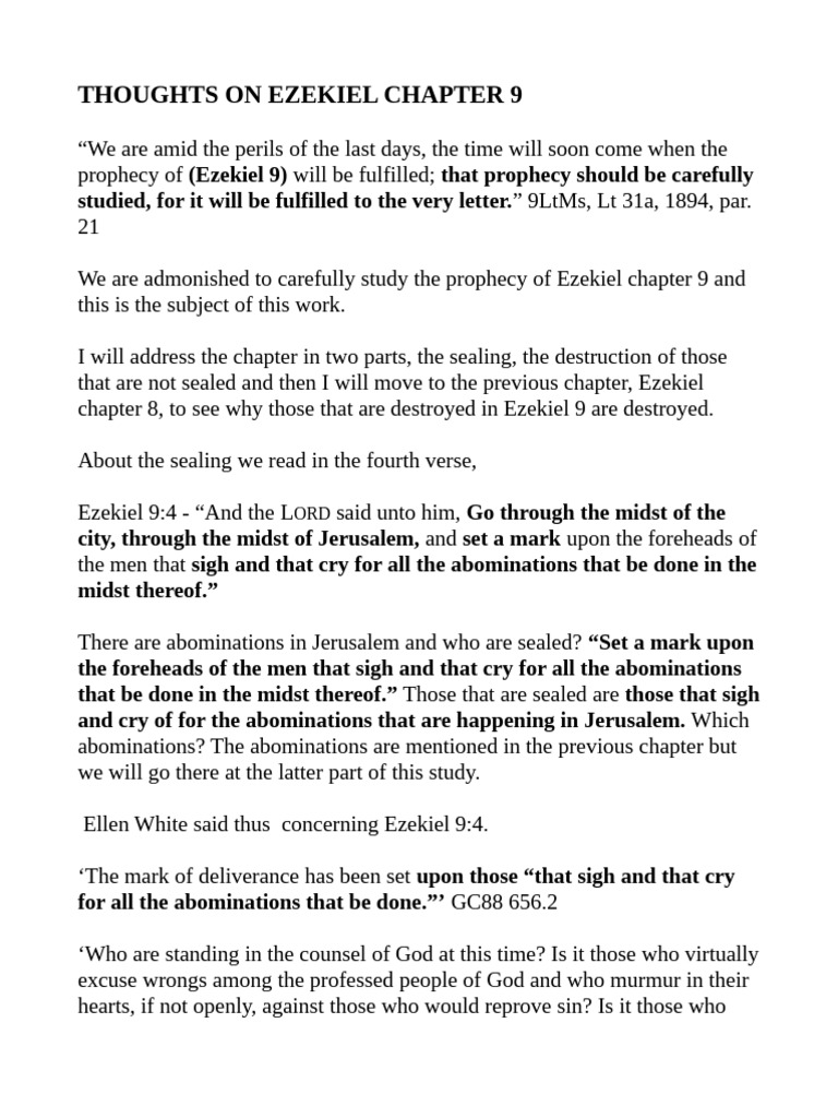 Thoughts On Ezekiel Chapter 9 (Revised) | PDF