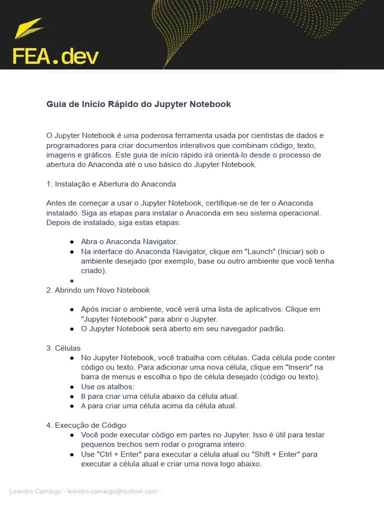 Guia Rápido Jupyter Notebook: Instalação e Uso Básico | PDF