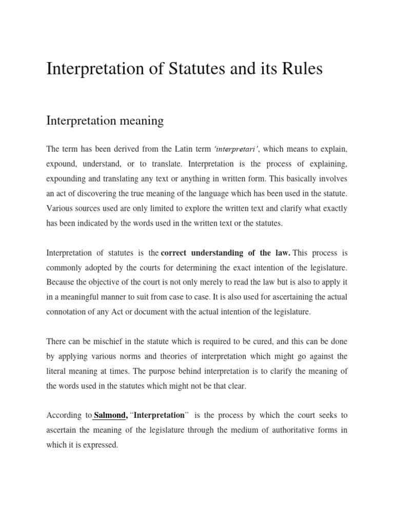 Interpretation of statutes and its rules pdf social science