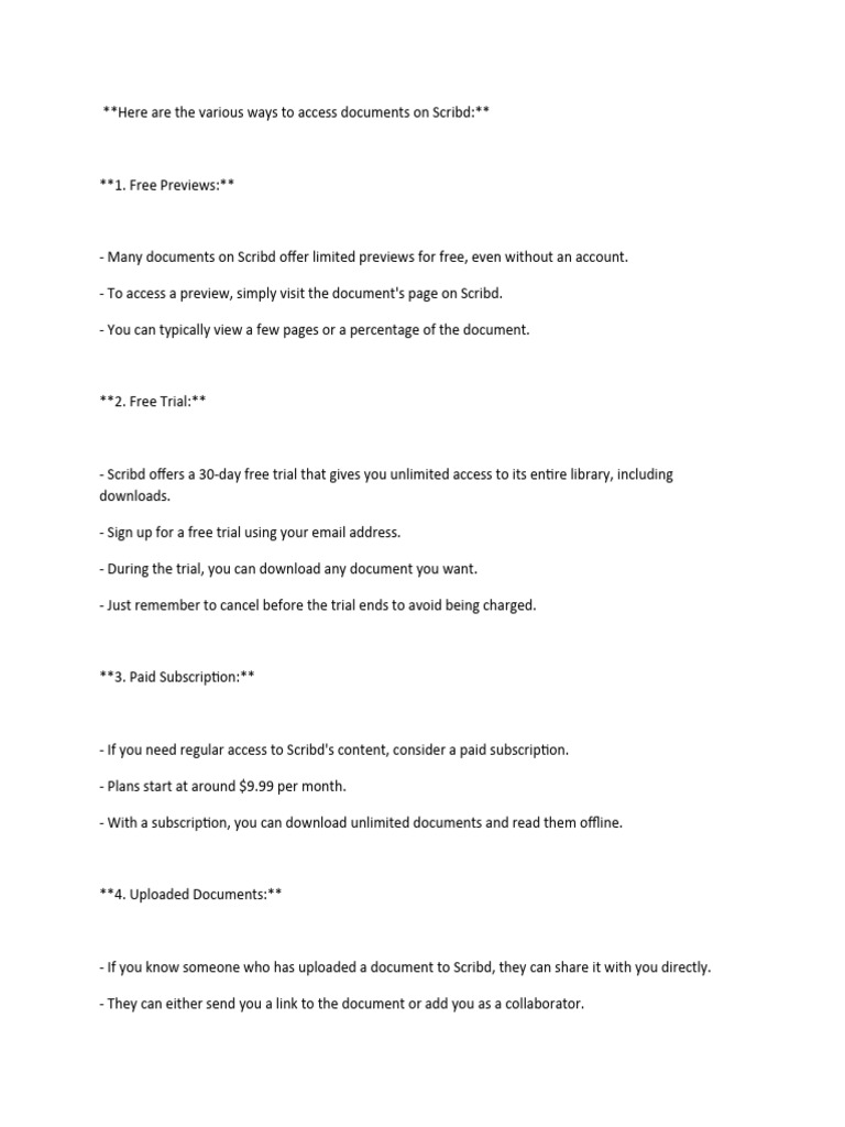 How to access scribd documents pdf