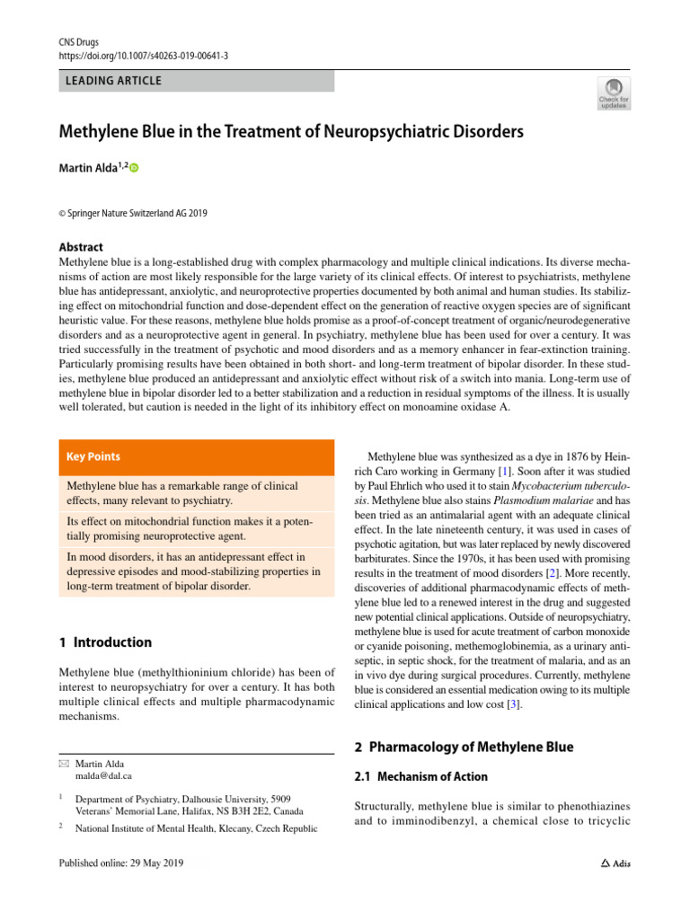 Methylene Blue's Role in Bipolar Treatment | PDF | Serotonin ...
