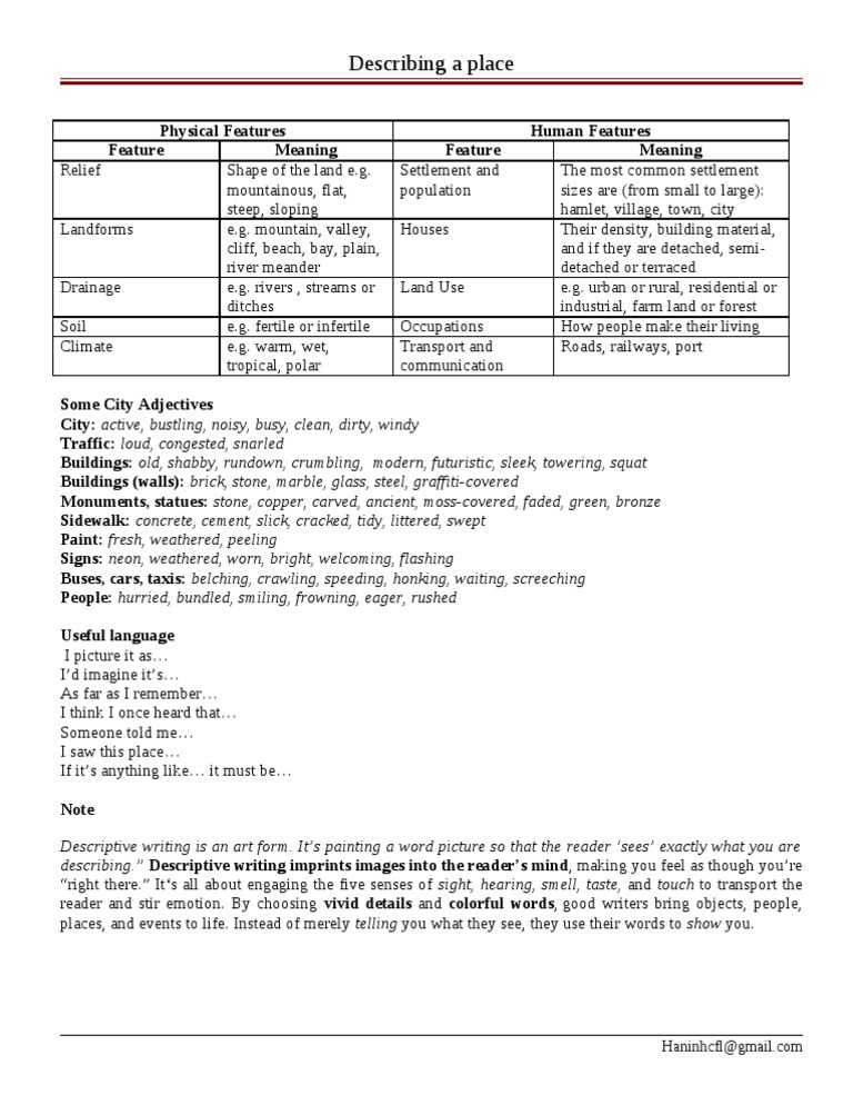Descriptive Writing Guide | PDF