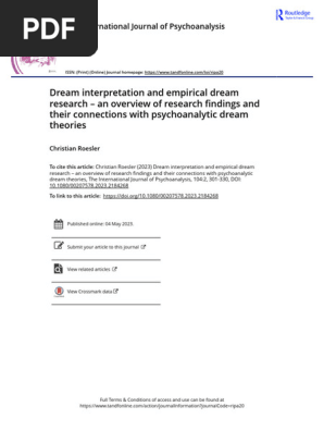 Dream interpretation and emipirical dream reasearch