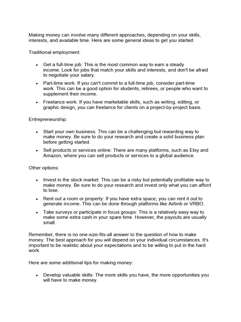Making Money Can Involve Many Different Approaches | PDF | Option