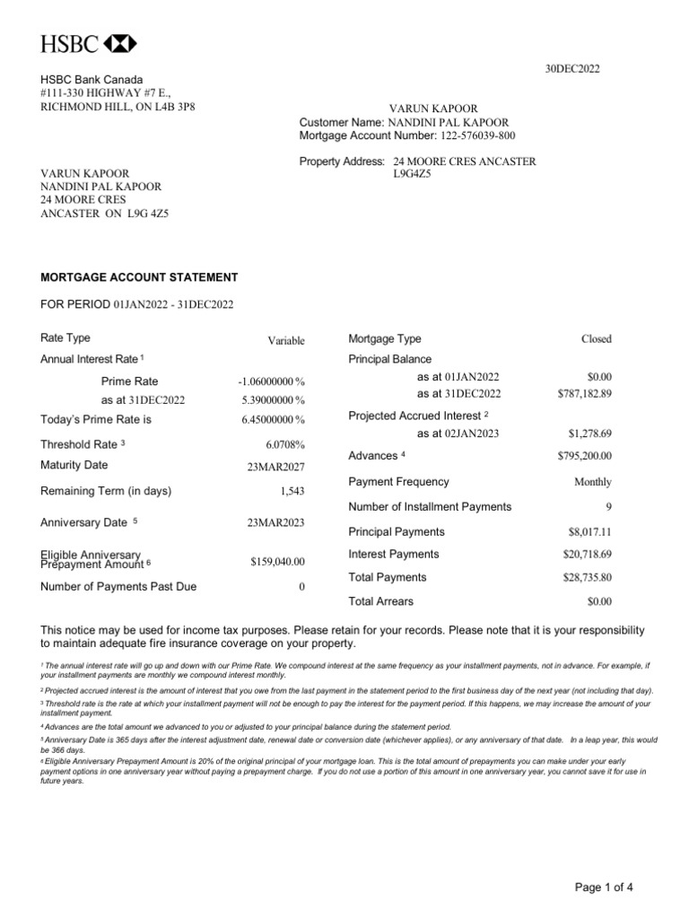 Annual Mortgage Statement - Document | PDF