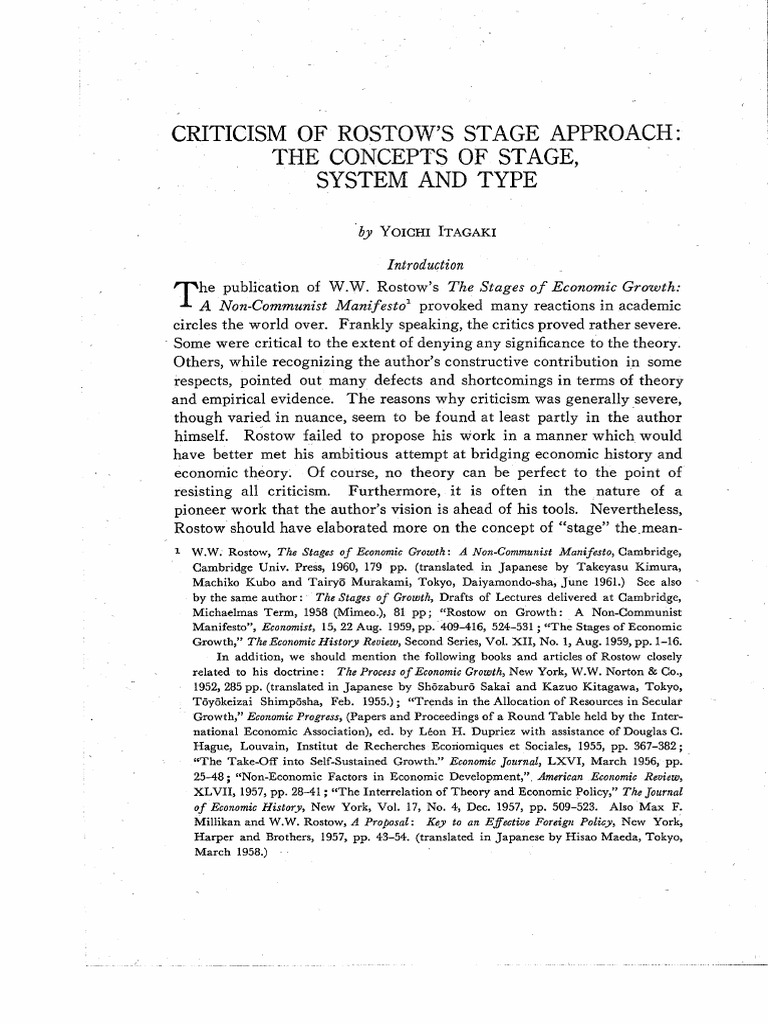 Criticisms On Rostows Stage | PDF | Social Science
