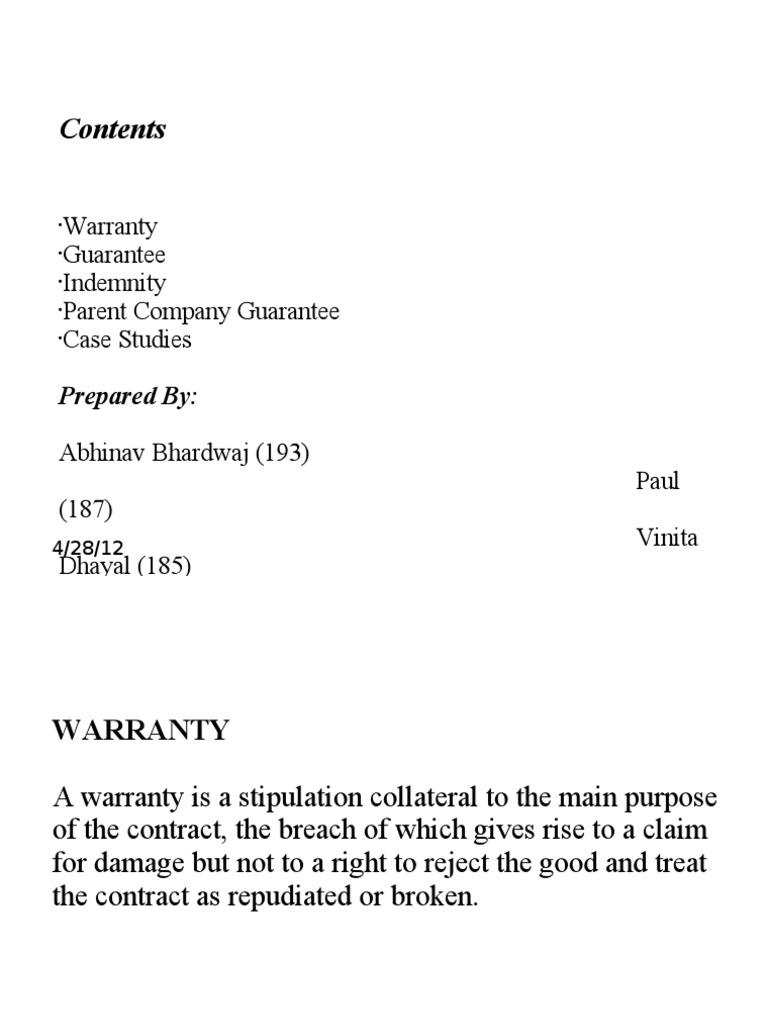Warranty vs Guarantee Explained | PDF | Guarantee | Common Law