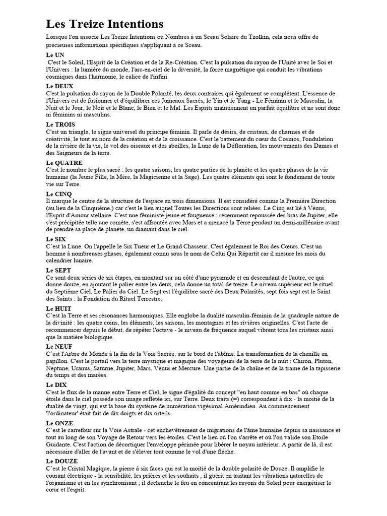 Les Treize Intentions | PDF
