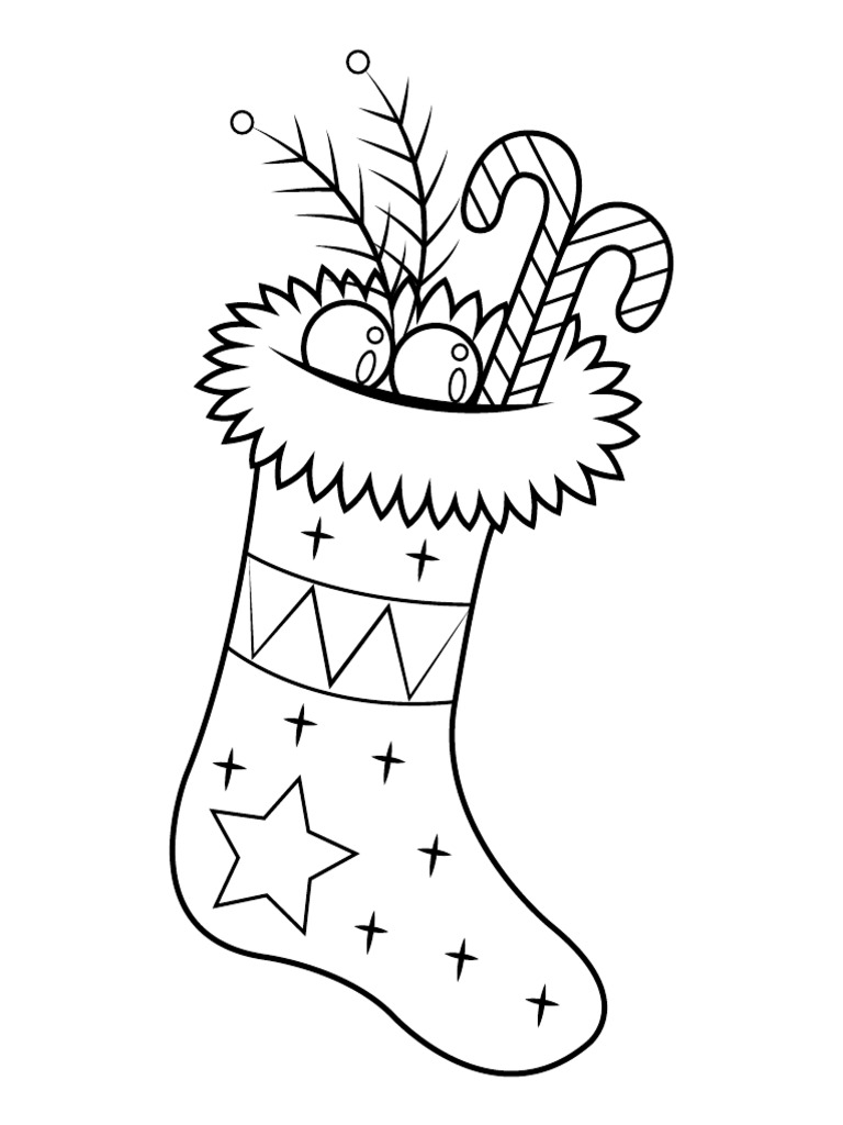 Stuffed Christmas Stocking Coloring Page | PDF