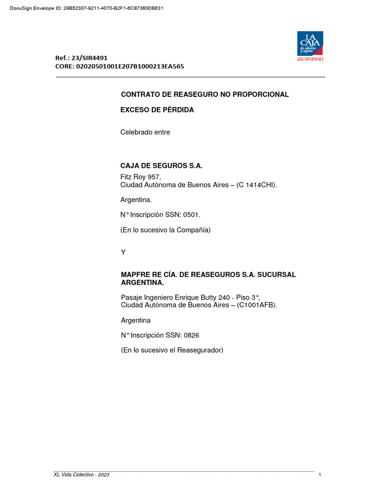 Contrato de Reaseguro Exceso de Pérdida | PDF