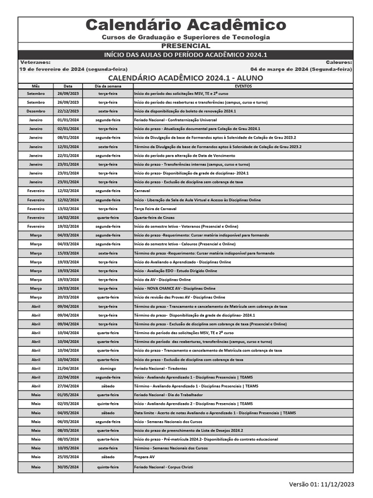 CALENDÁRIO ACADÊMICO PRESENCIAL 2024.1 ALUNO v01 PDF