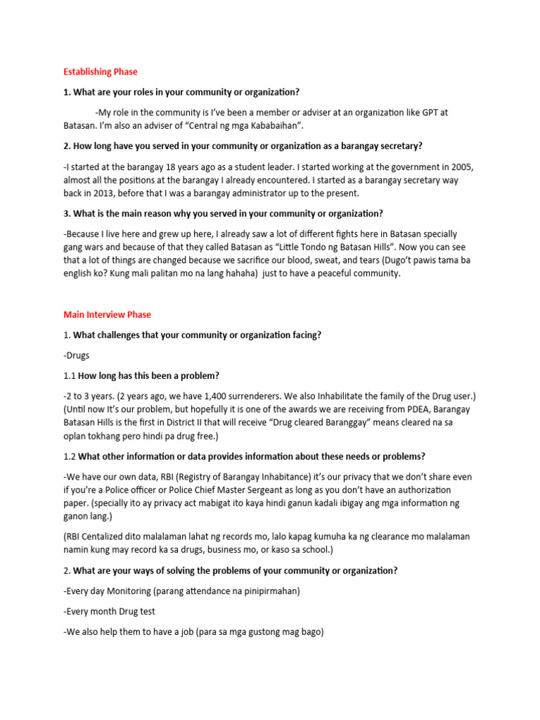 1st Part - NSTP Community Service Interview | PDF