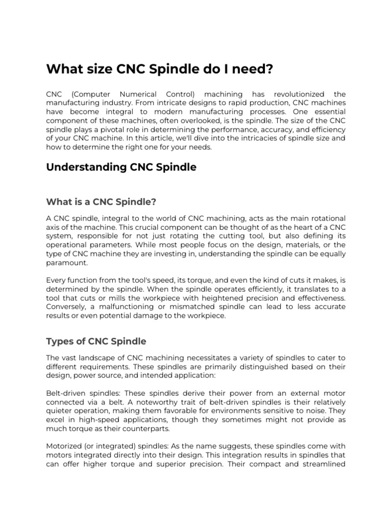 What size CNC spindle do I need PDF