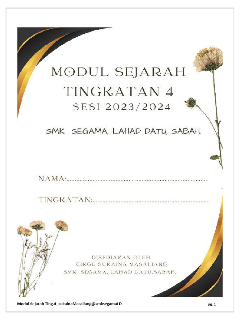 Modul Sejarah Ting 4 2023 Sukaina Pdf