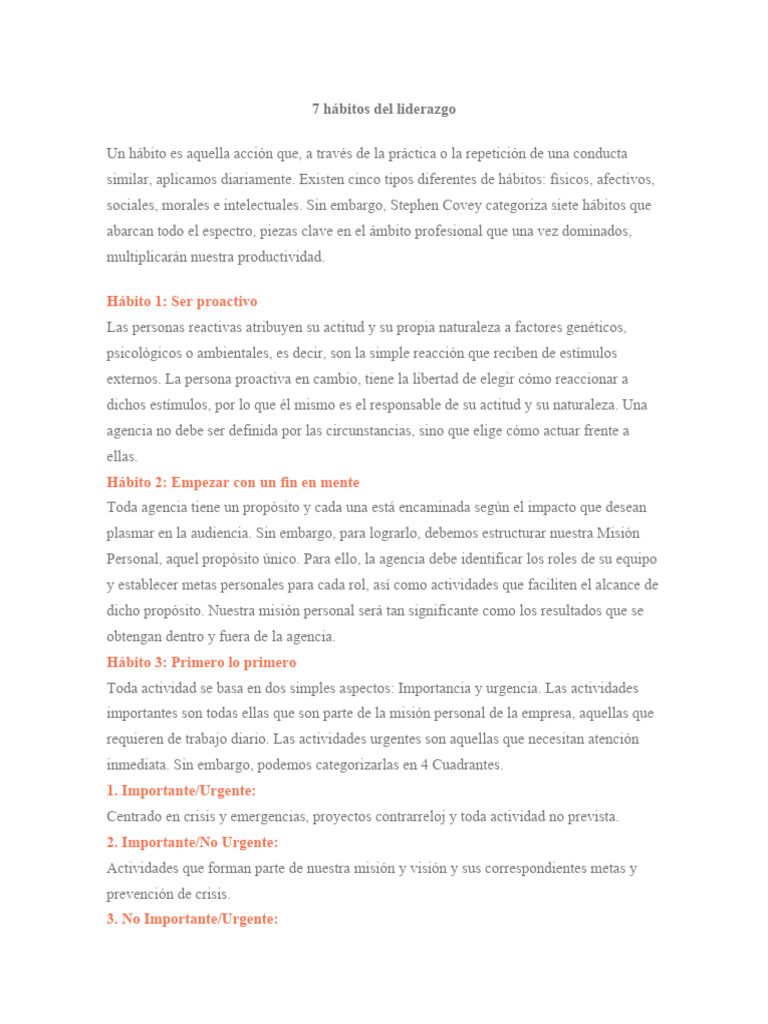 7 Hábitos Del Liderazgo | PDF | Crecimiento personal y profesional