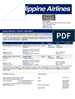 Electronic Ticket Receipt: Passenger Booking Ref Ticket Number