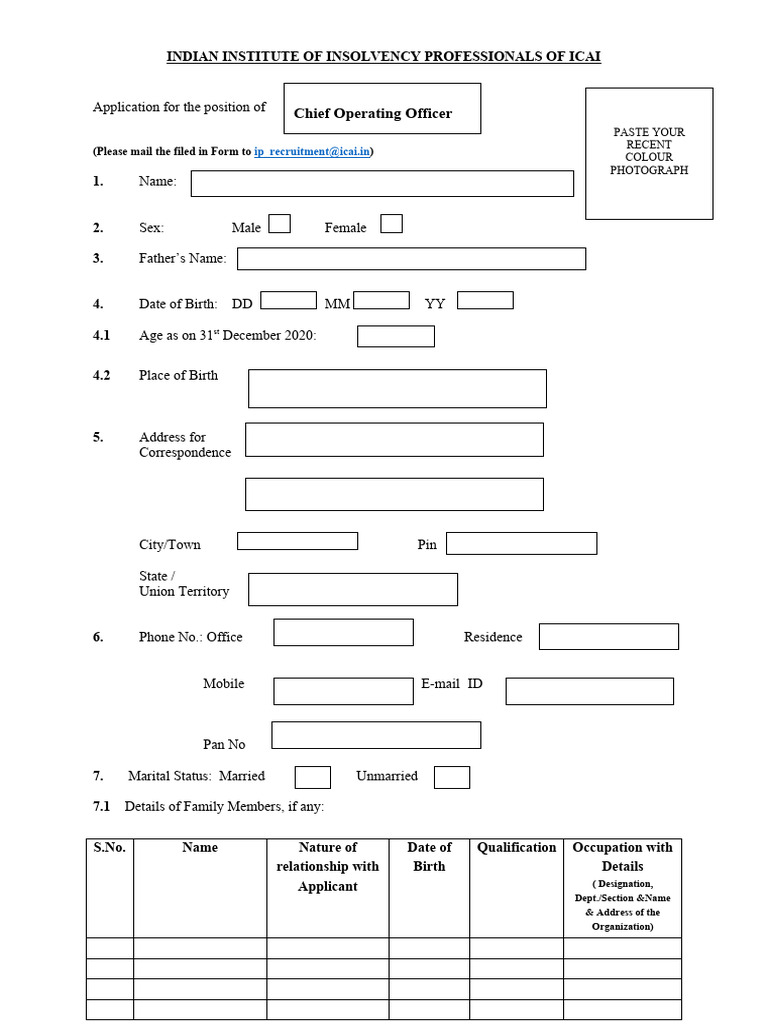 Application Form COO | PDF