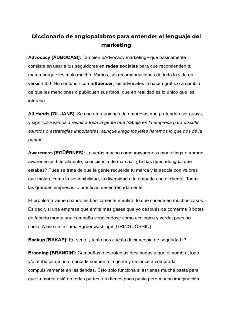 Significado de Algunas Palabras de Marketing y Que Es Target PDF