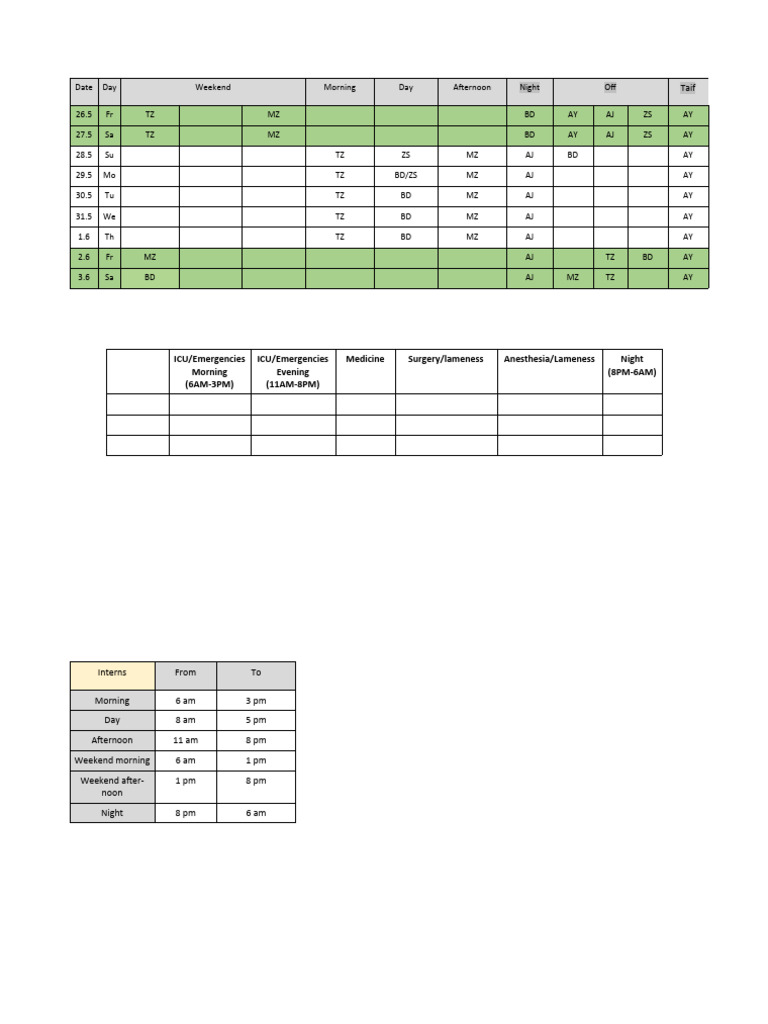 Interns Rota .. | PDF