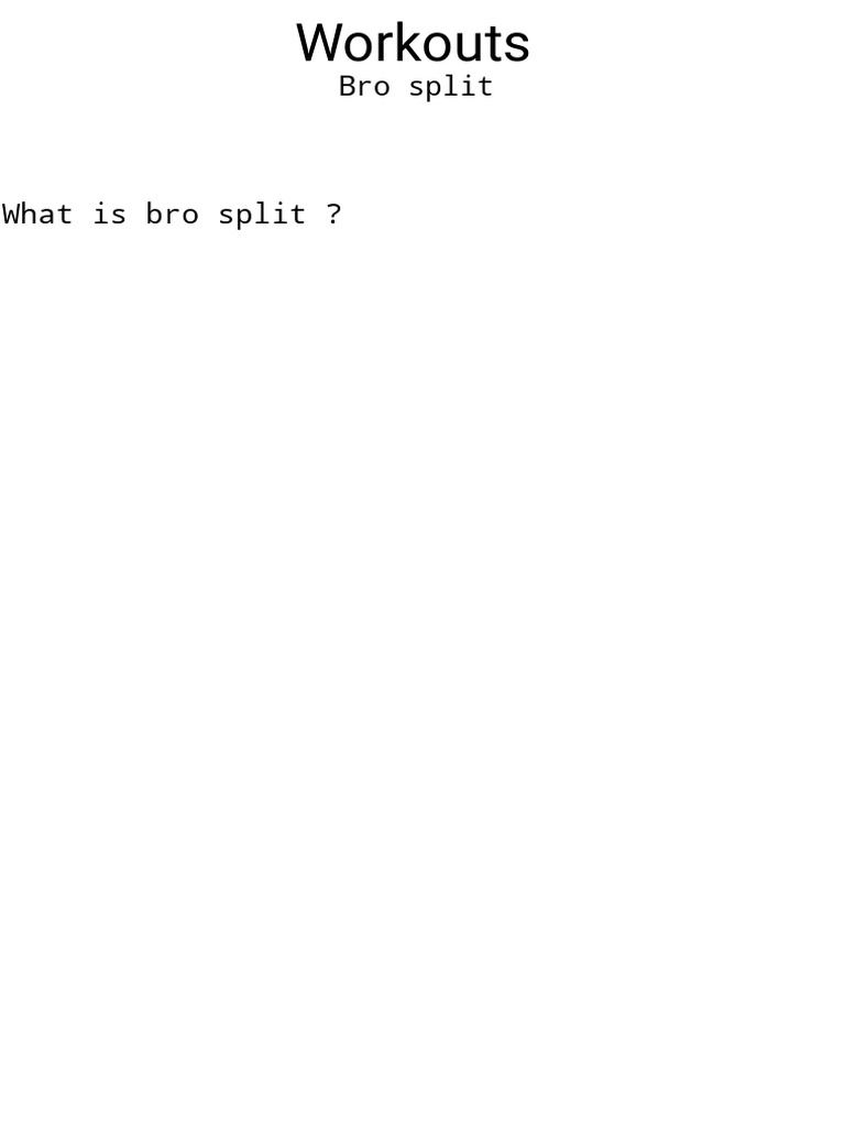 What Is Bro Split ? | PDF