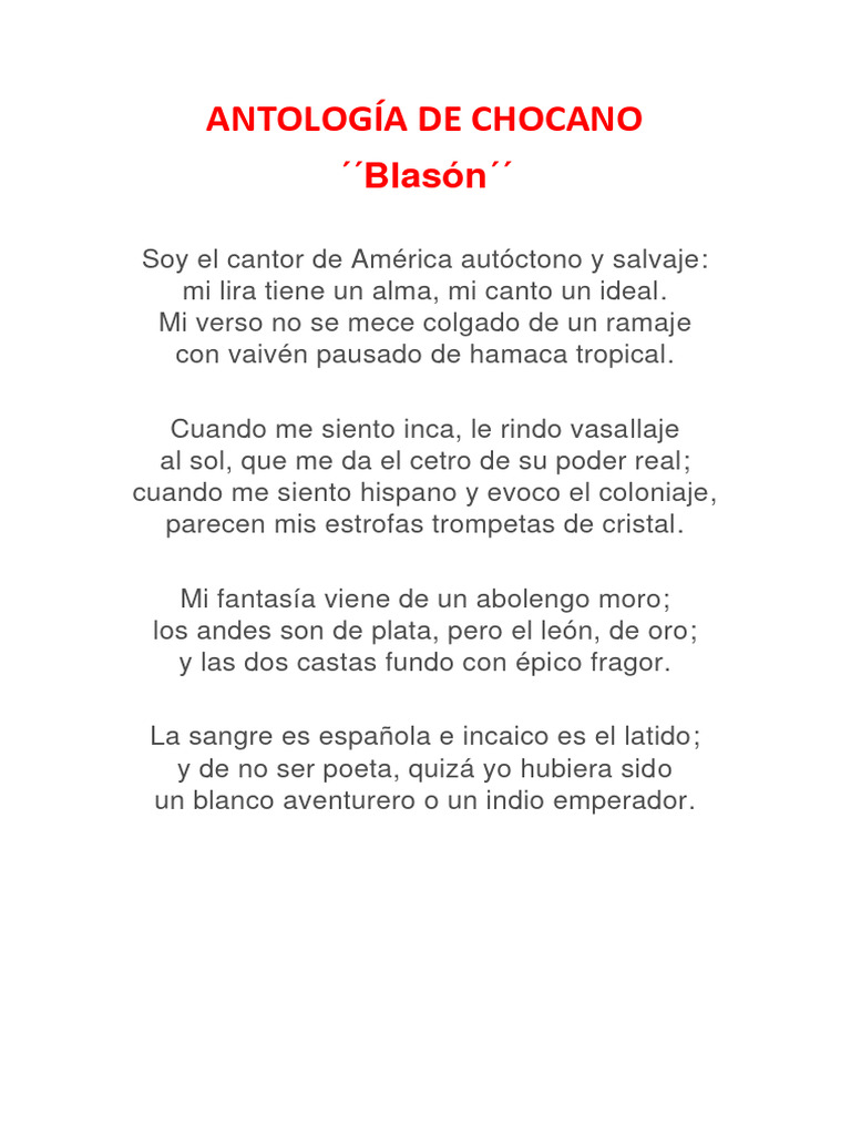 Antología De Chocano Pdf 
