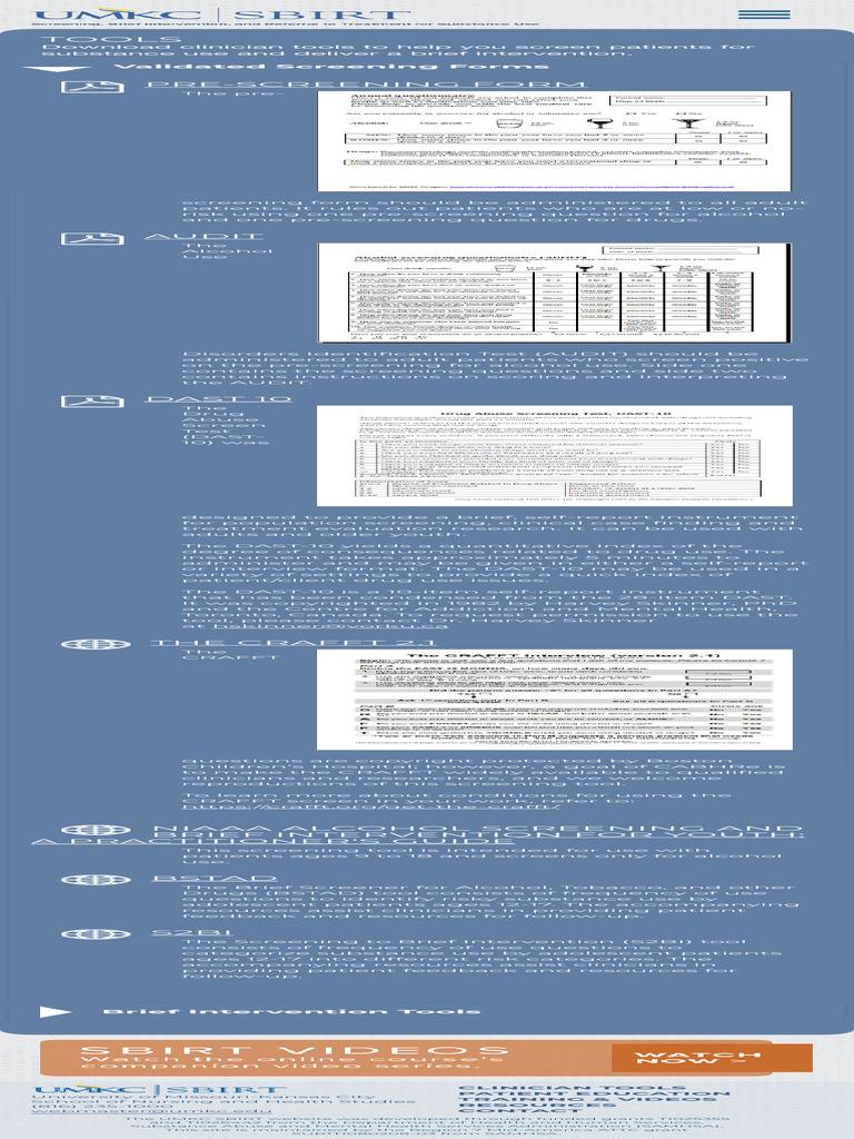 Clinician Tools Sbirt For Substance Abuse Pdf