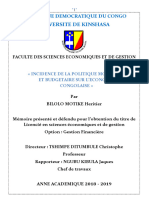 Incidence de La Politique Budgetaire Et Monetaire Sur L'economie Congolaise