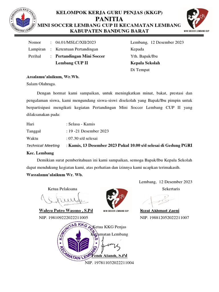 SURAT UNDANGAN SEKOLAH | PDF