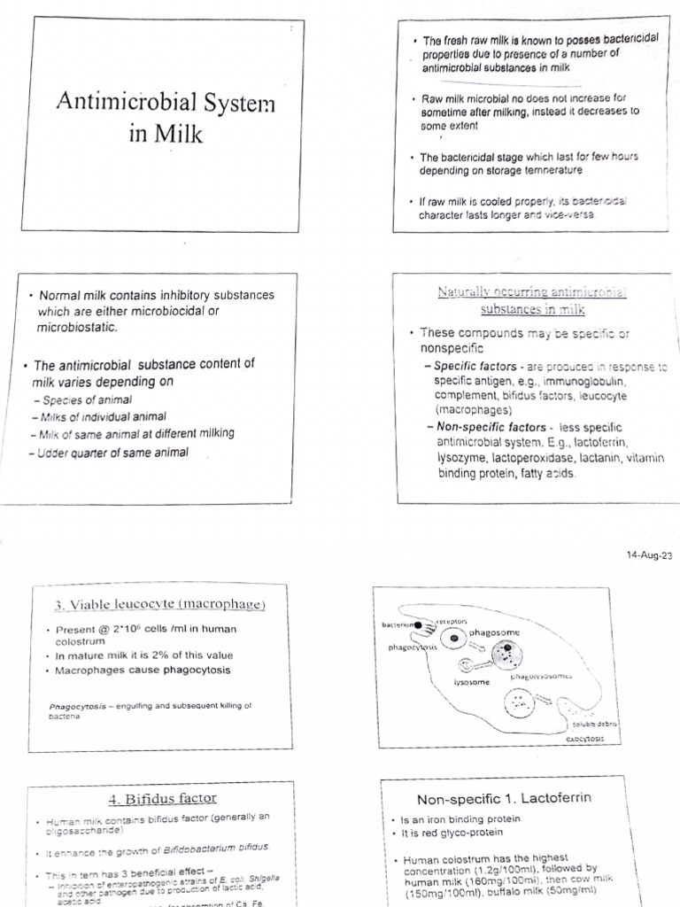 Antimicrobial System of Milk | PDF