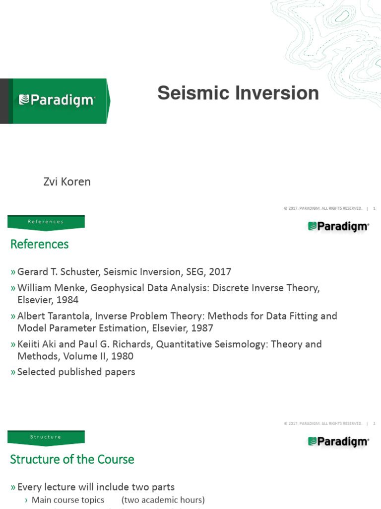 Seismic Inversion Course Overview | PDF