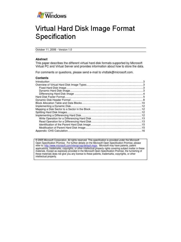 Virtual Hard Disk Format Spec - 10!18!06 | PDF | File Format | Computer ...