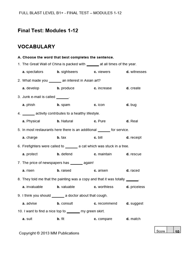 Full Blast_British_Level_B1+_Final_Tests_mod_112 PDF
