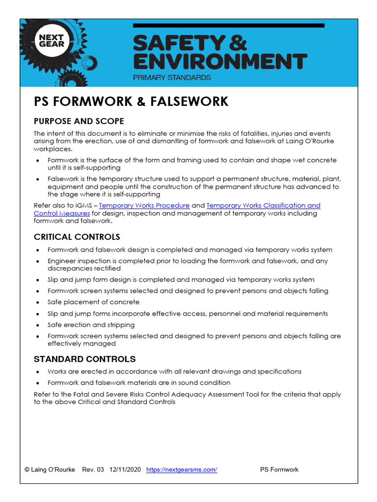 Primary Standard Formwork Falsework Pdf 
