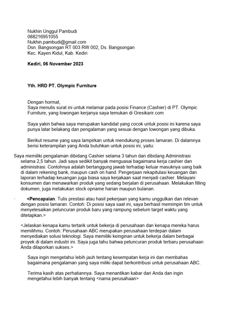 Jobstreet template cover letter gratis pdf
