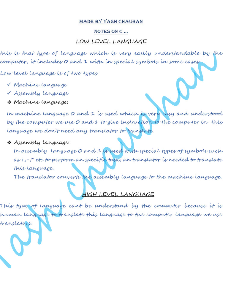 High Level Language-1 | PDF