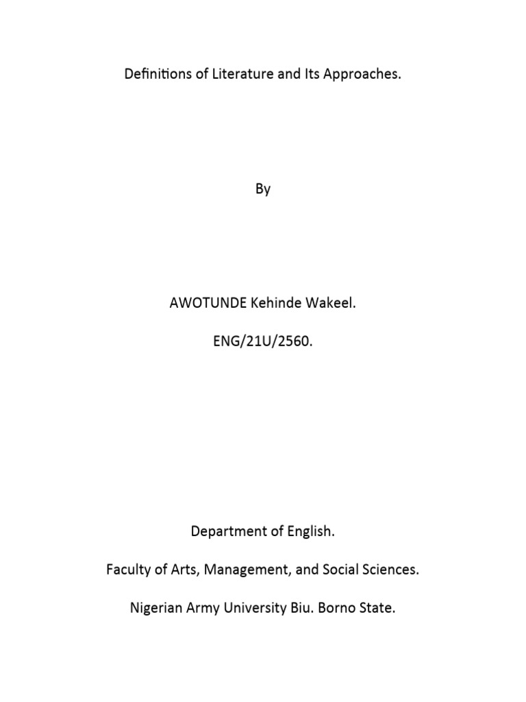 Working Definitions of Literature Original | PDF