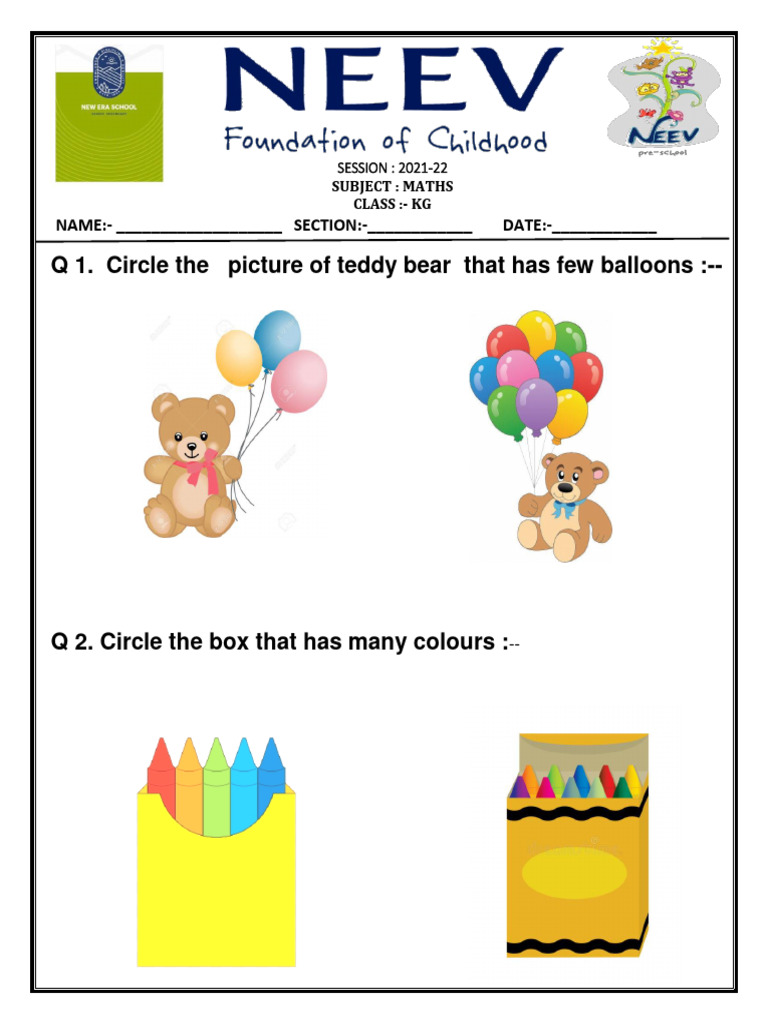 Maths worksheet ( Few Many) PDF