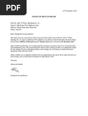 Rent increase letter