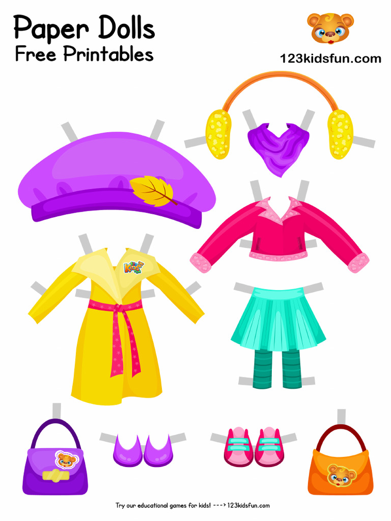 Printable Little Princess Paper Doll Autumn Dresses 06 | PDF