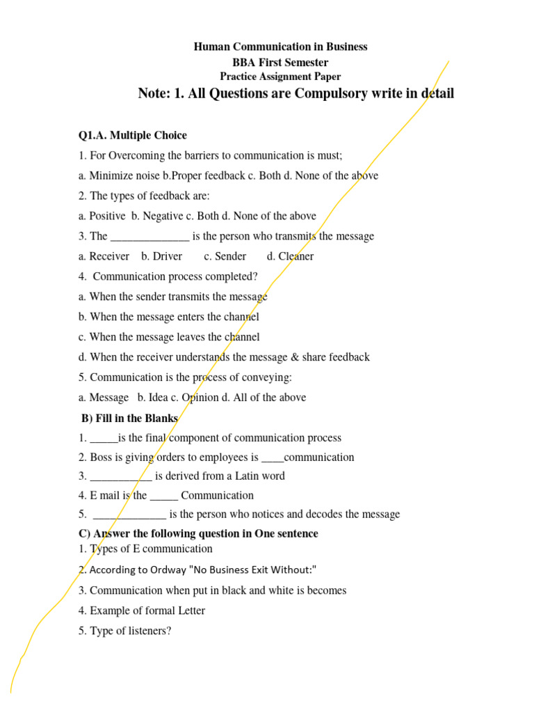 First Semester Practice Assingnment Papers 2023-24 | PDF