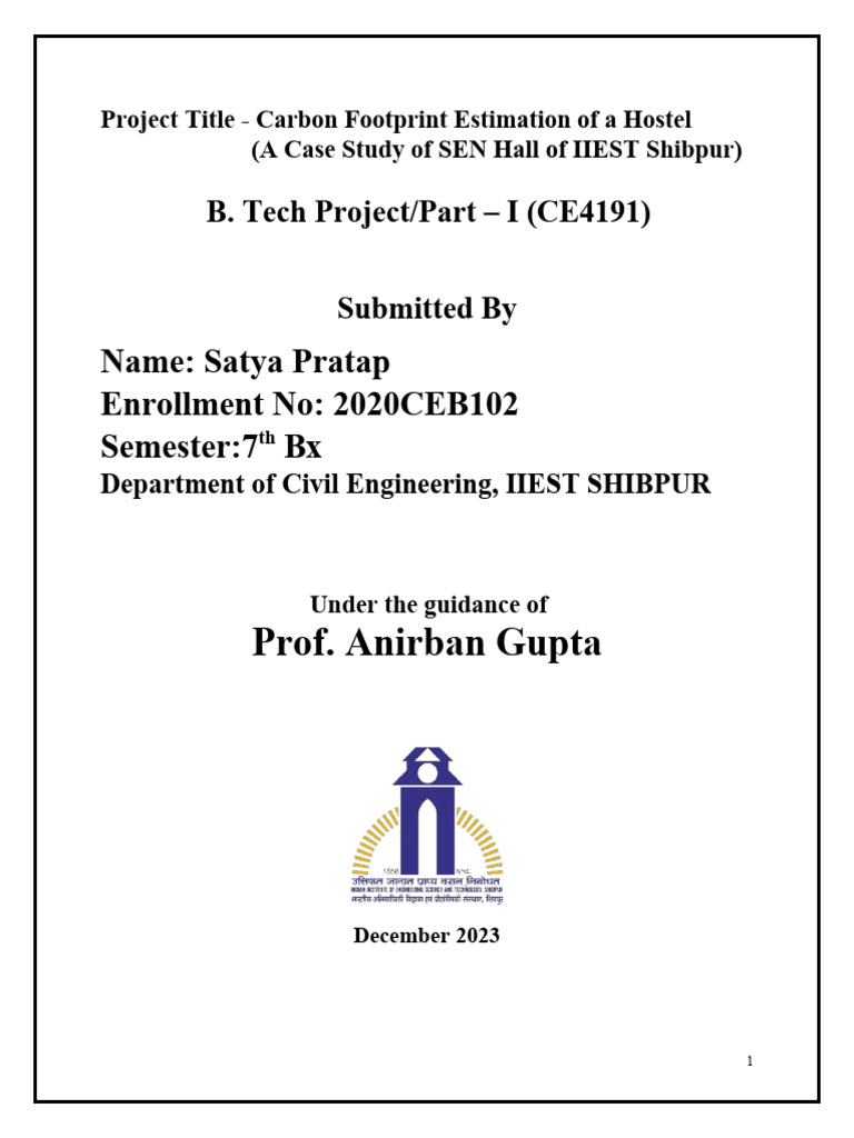 Project Report Satya Pratap 2020CEB102 | PDF